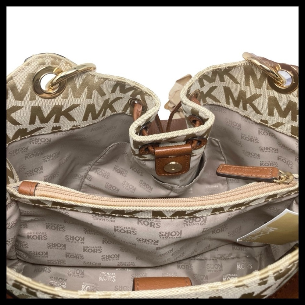 MICHAEL KORS Ludlow Shoulder Bag Signature Jacquard and Leather - Picture 14 of 16